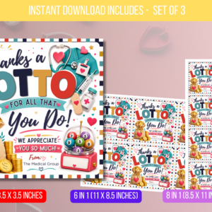 EDITABLE Nurse Thanks A Lotto Appreciation Gift Tag Template