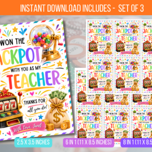 EDITABLE I Won the Jackpot With You As My Teacher Tag