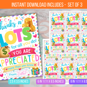 EDITABLE Thanks A Lotto Appreciation Gift Tag