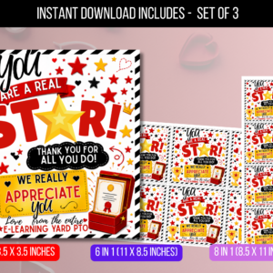 EDITABLE You Are A Star, Teacher Appreciation Week