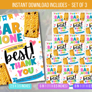 EDITABLE Bar None You Are The Best, Granola Bar Sign