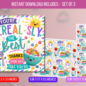 EDITABLE You are Cereal-sly the Best Tag, Teacher Appreciation Cereal Gift Tag