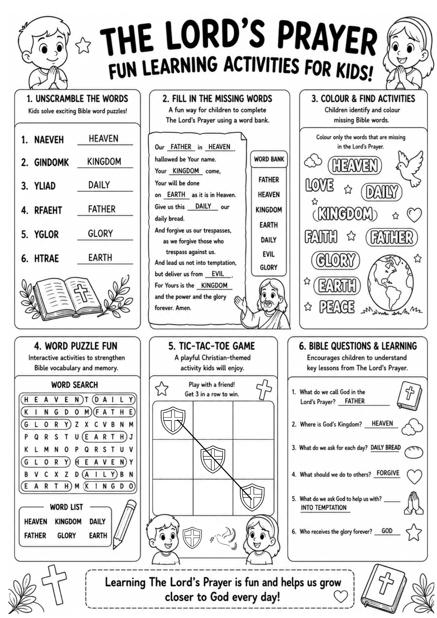 the lord's prayer worksheet