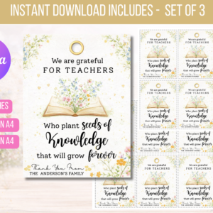 EDITABLE Seeds of Knowledge Teacher Appreciation Tag
