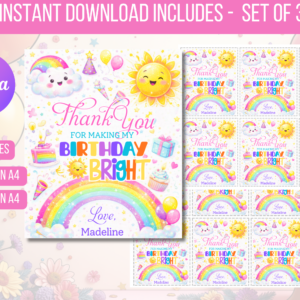 EDITABLE Thank You For Making My Birthday Bright Tags