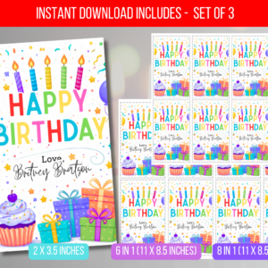 EDITABLE Happy Birthday Tag, Classroom Gift Label for School Class Party