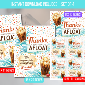 EDITABLE Thank You for Keeping Us Afloat, Root Beer Appreciation Sign
