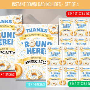 EDITABLE Thanks for Everything you do 'Round Here Bagel Teacher Appreciation Sign
