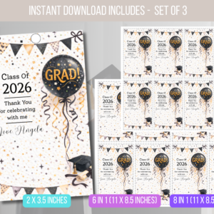 EDITABLE Graduation Class Of 2026 Gift Tag