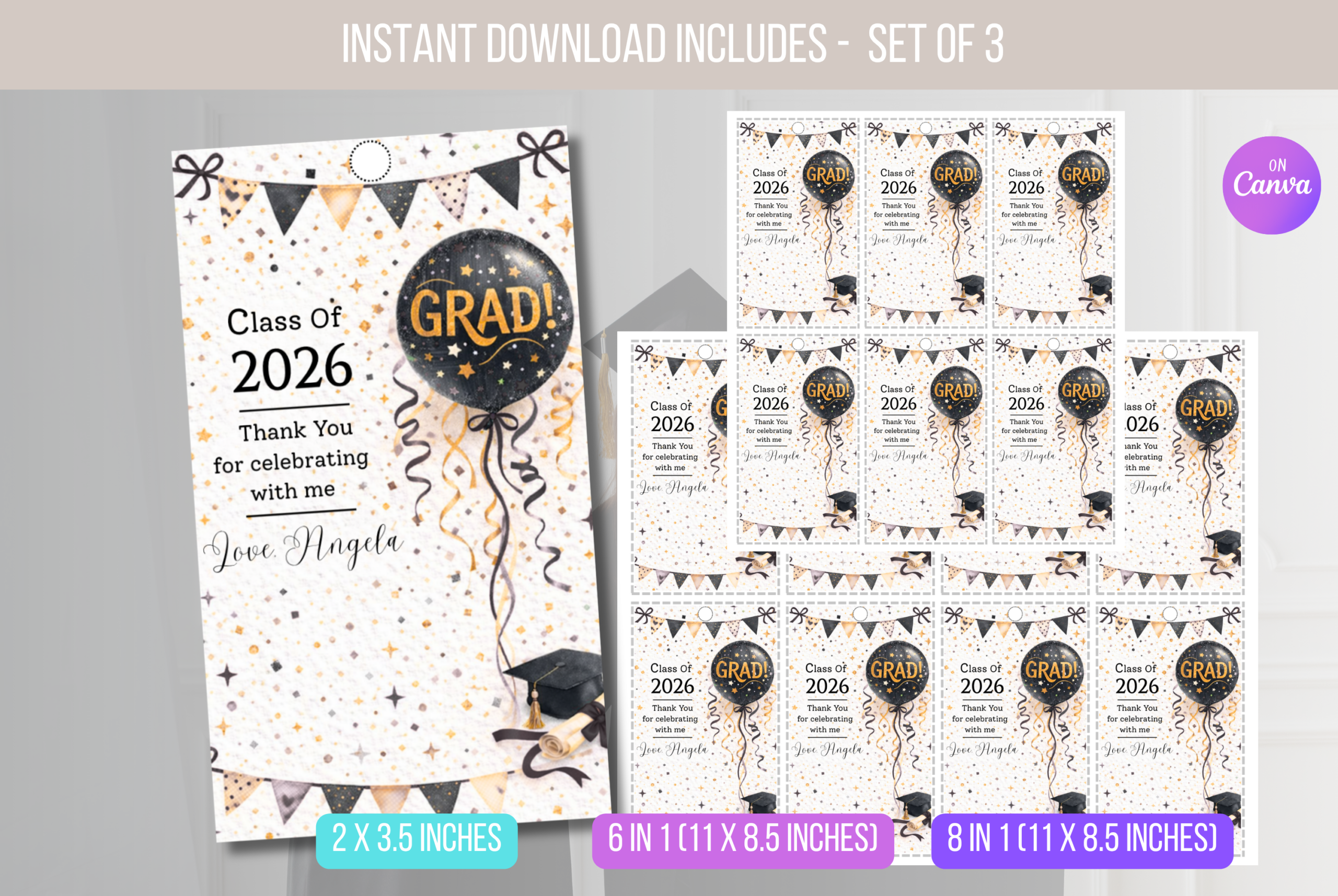 EDITABLE Graduation Class Of 2026 Gift Tag