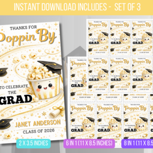 EDITABLE Graduation Poppin By Gift Tag