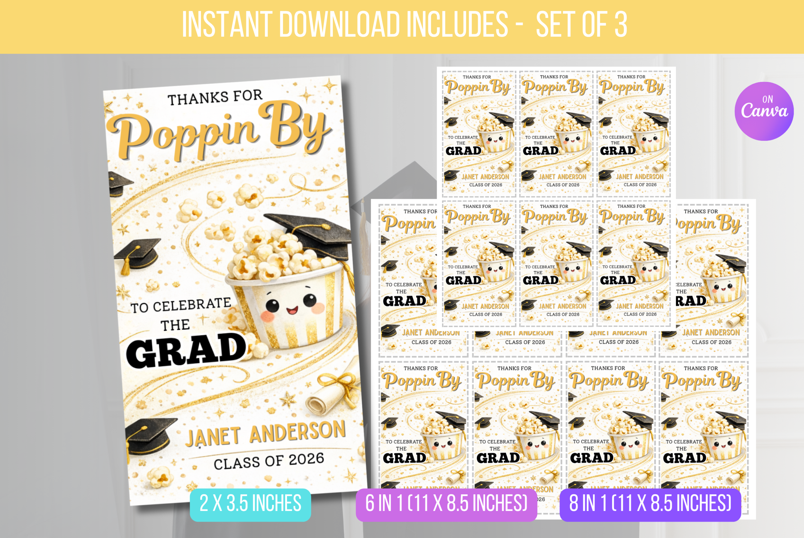 EDITABLE Graduation Poppin By Gift Tag