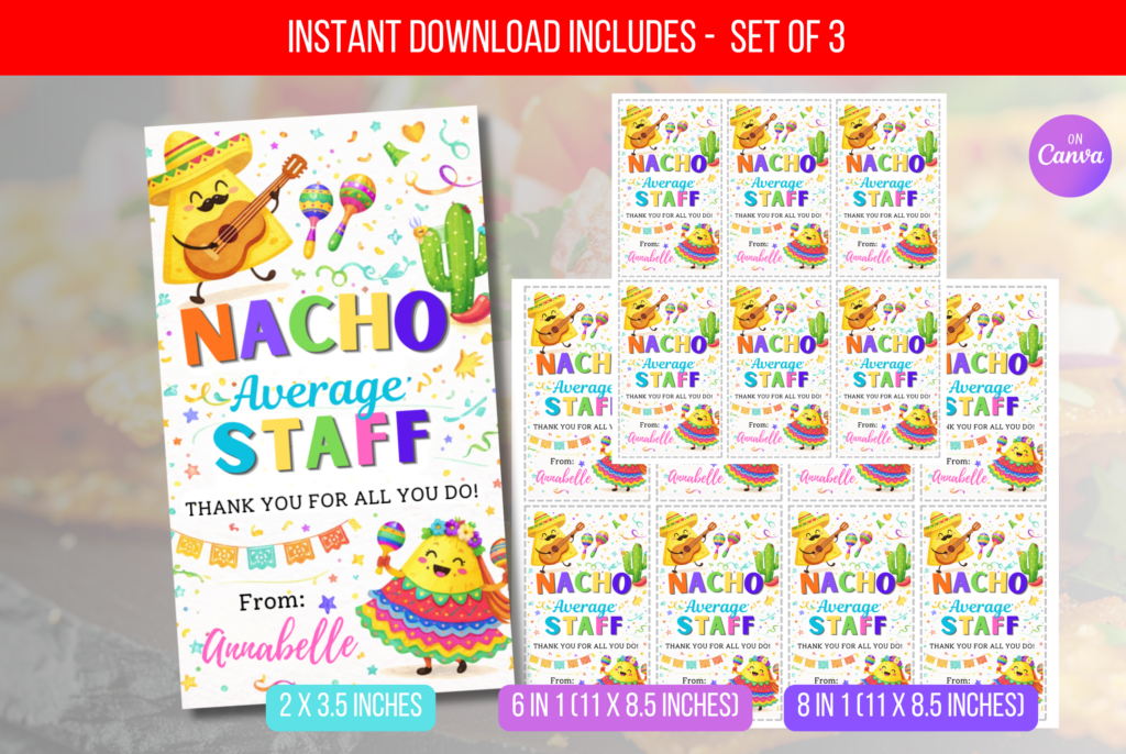 EDITABLE Nacho Average Gift Tag, Nachos Holiday Gift Tag