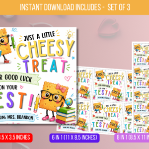 EDITABLE Just A Cheesy Treat Tag, Good Luck Gift Tag