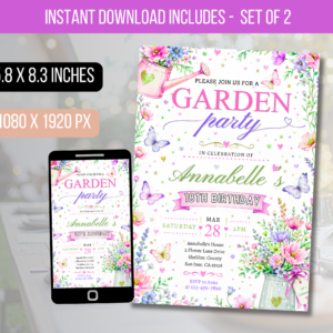 EDITABLE A Garden Birthday Party Invite