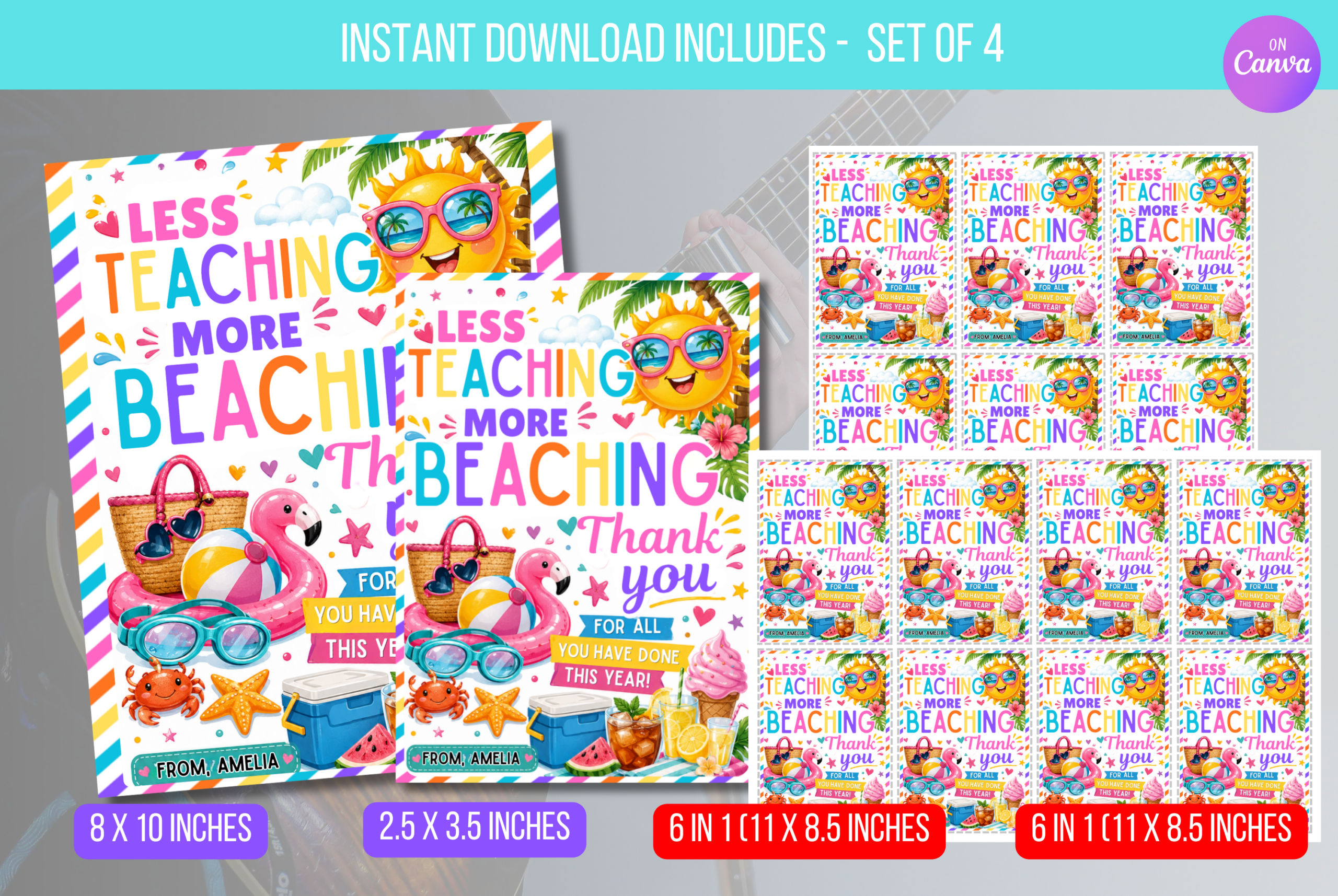 EDITABLE Less Teaching More Beaching Tag