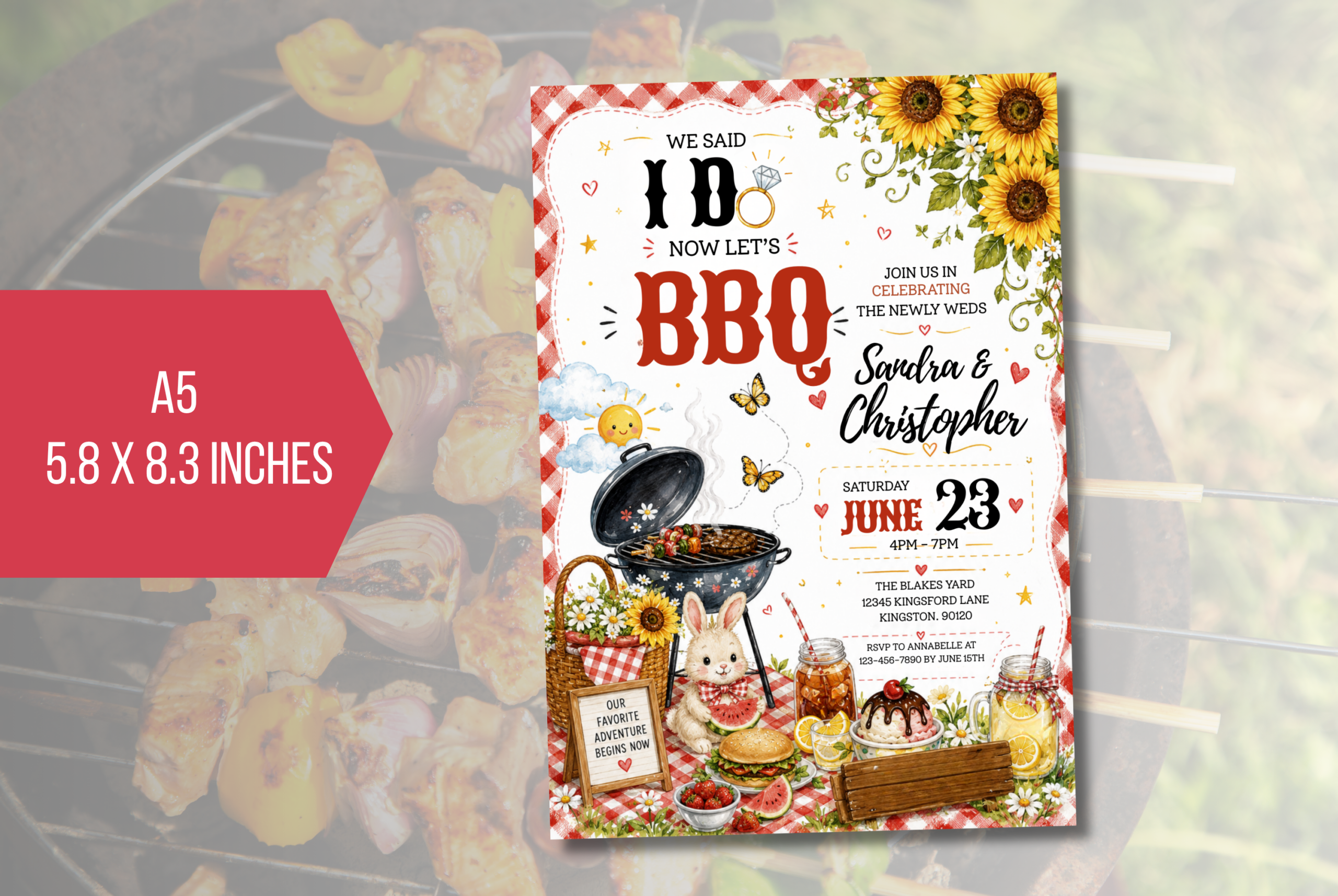 EDITABLE Summer BBQ Potluck Invite, BBQ Summer Party Invitation