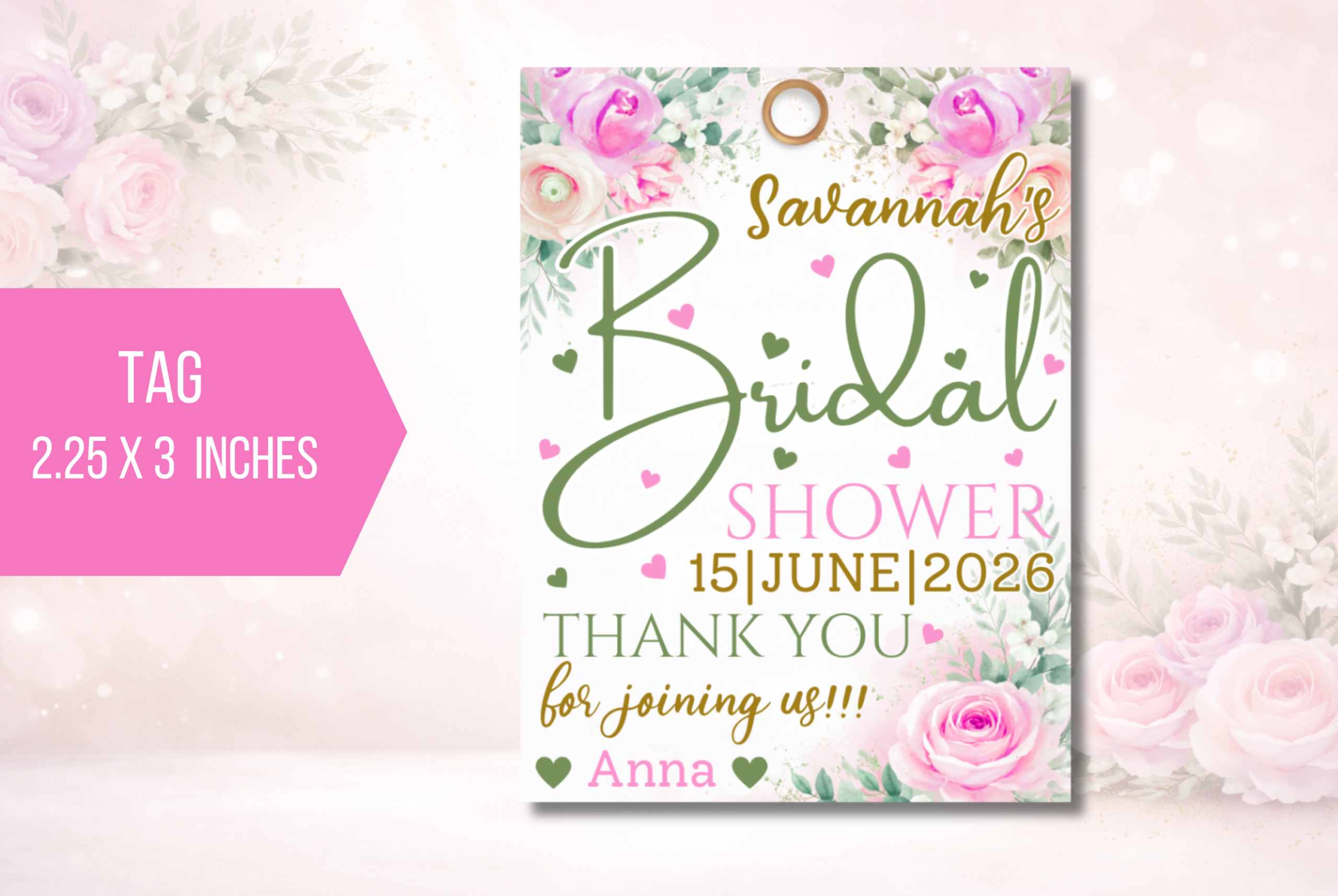 Bridal Shower Favor Tags, Favor Tag Template