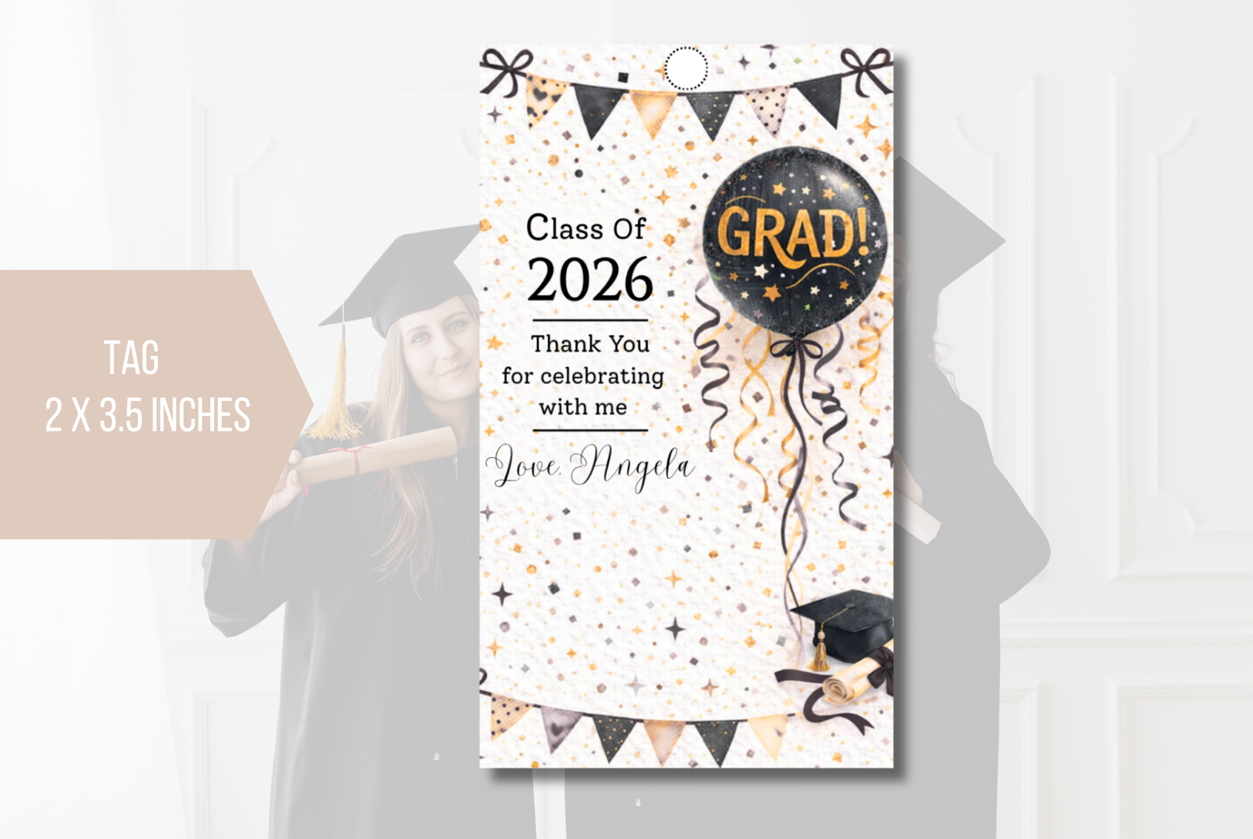 EDITABLE Graduation Class Of 2026 Gift Tag
