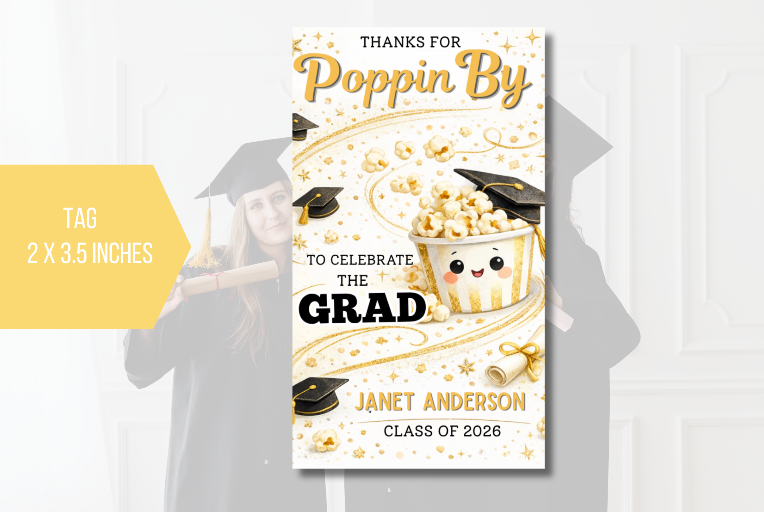 EDITABLE Graduation Poppin By Gift Tag