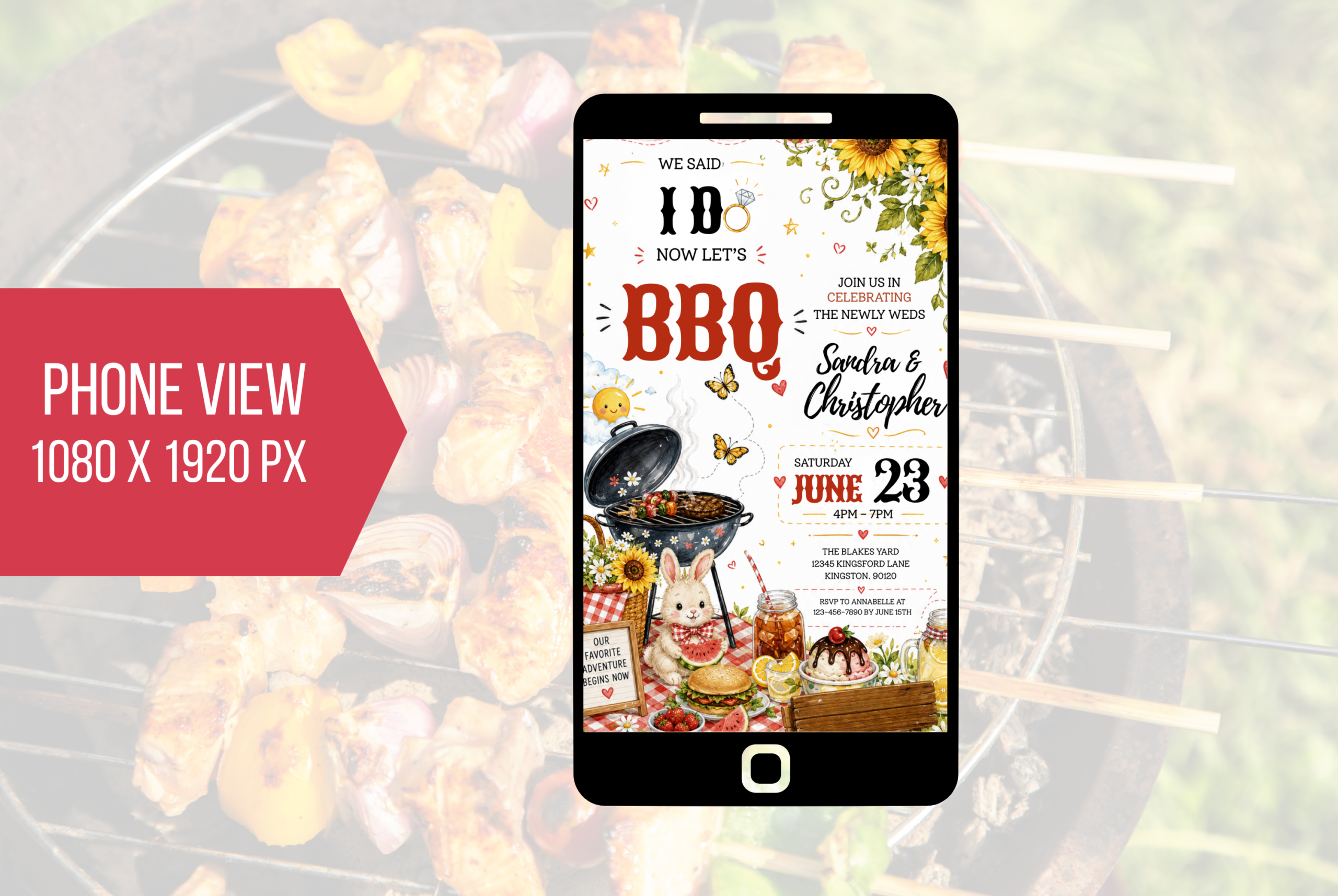 EDITABLE Summer BBQ Potluck Invite, BBQ Summer Party Invitation