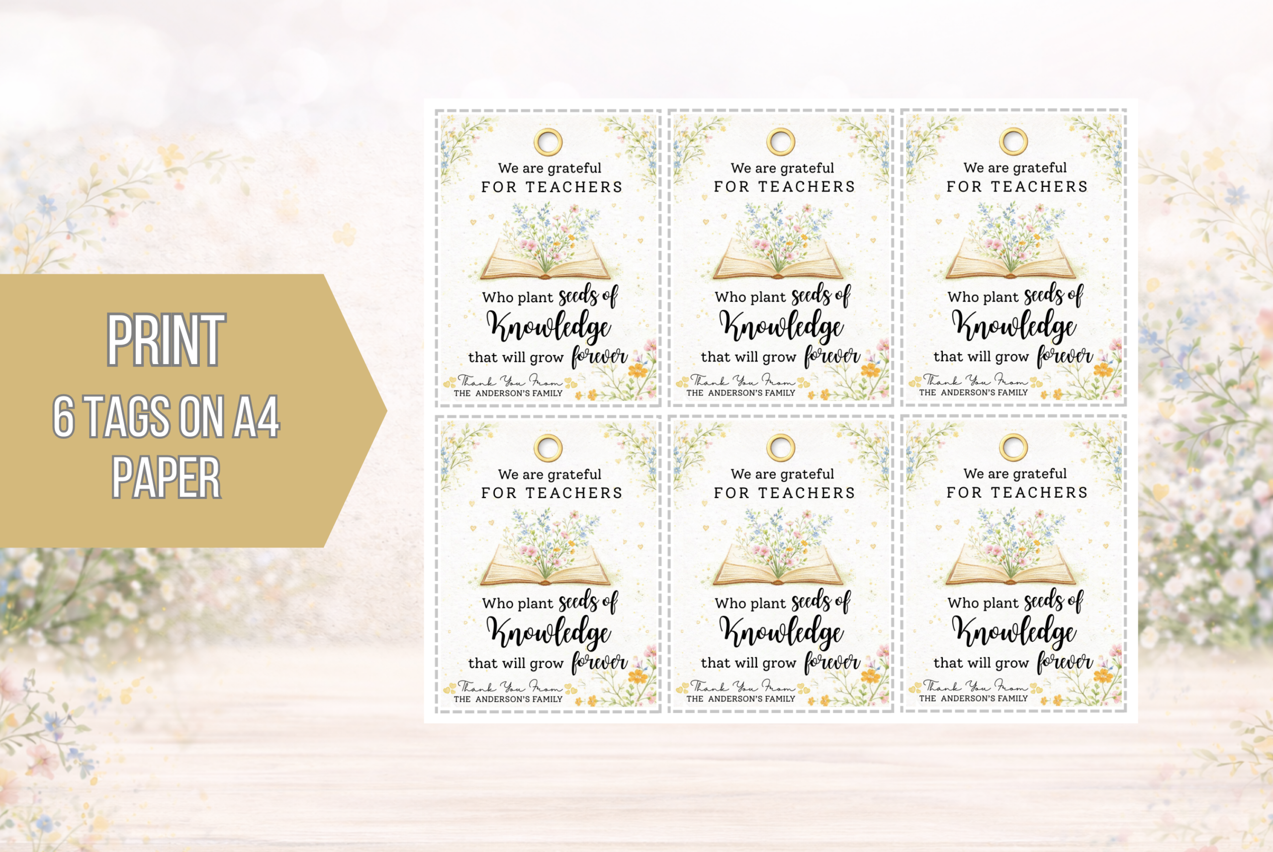 EDITABLE Seeds of Knowledge Teacher Appreciation Tag