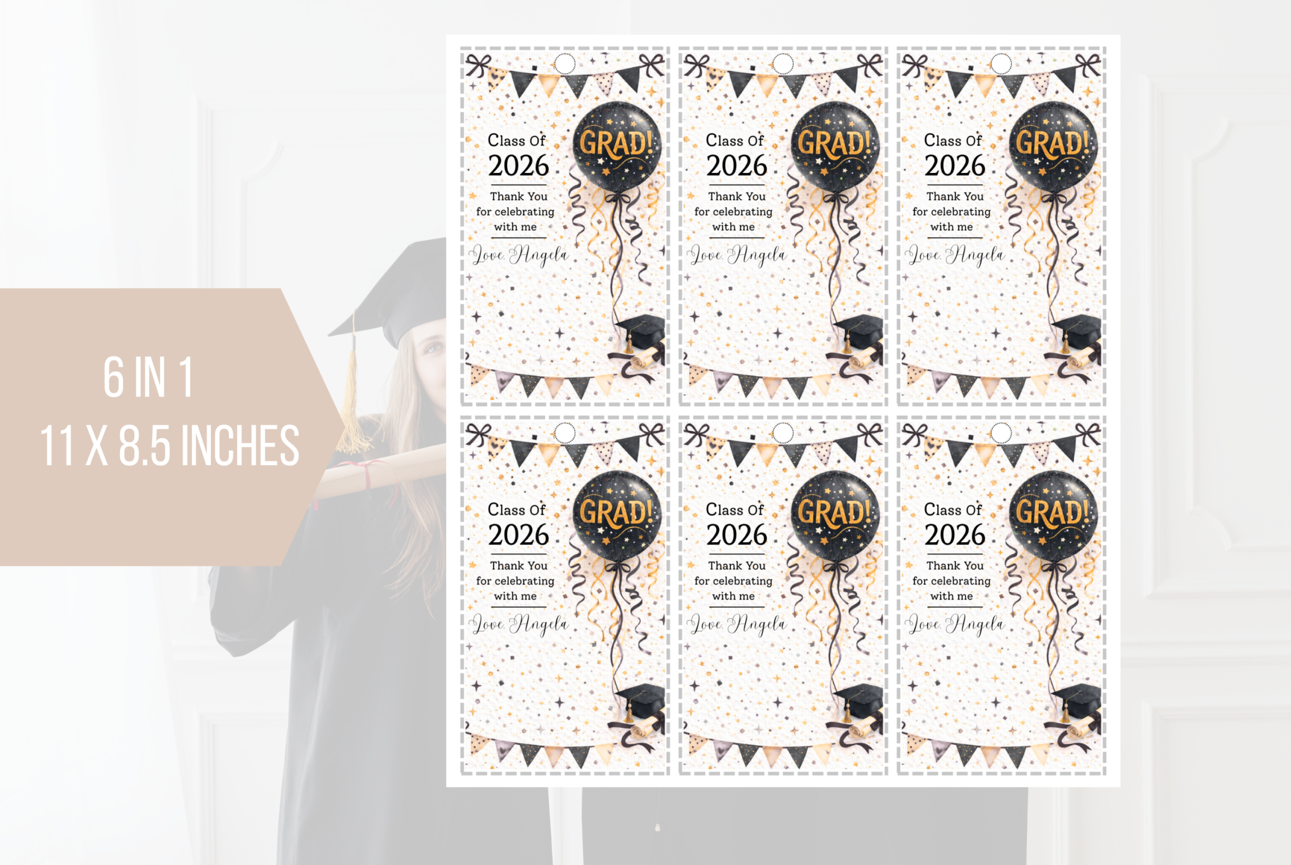 EDITABLE Graduation Class Of 2026 Gift Tag
