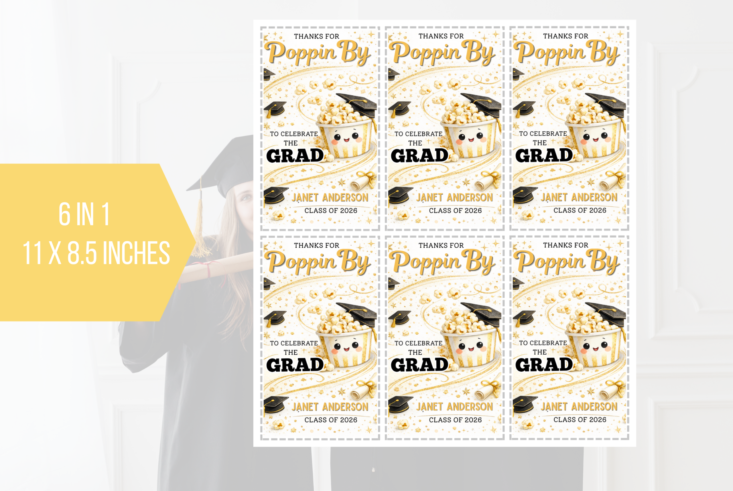 EDITABLE Graduation Poppin By Gift Tag