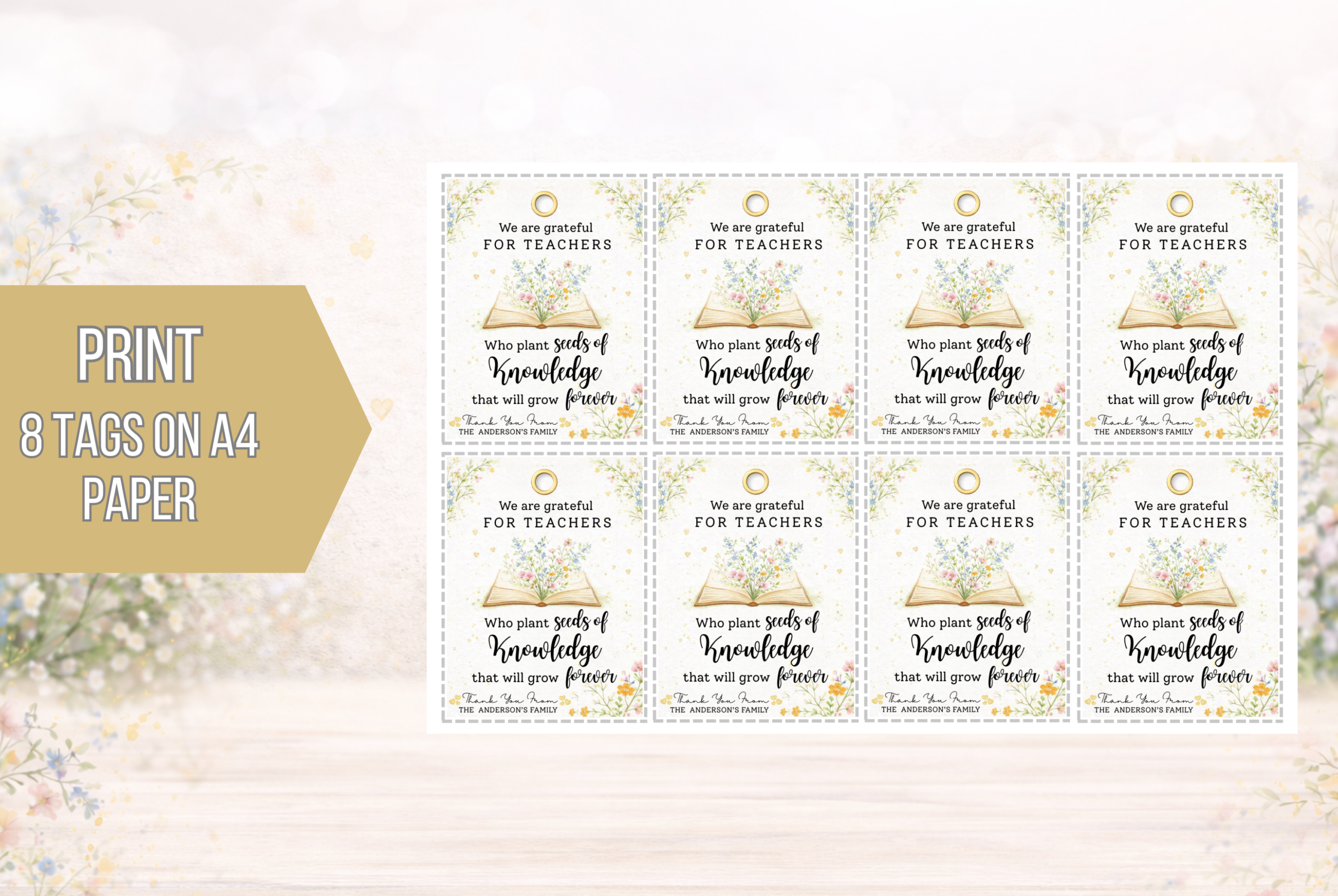 EDITABLE Seeds of Knowledge Teacher Appreciation Tag