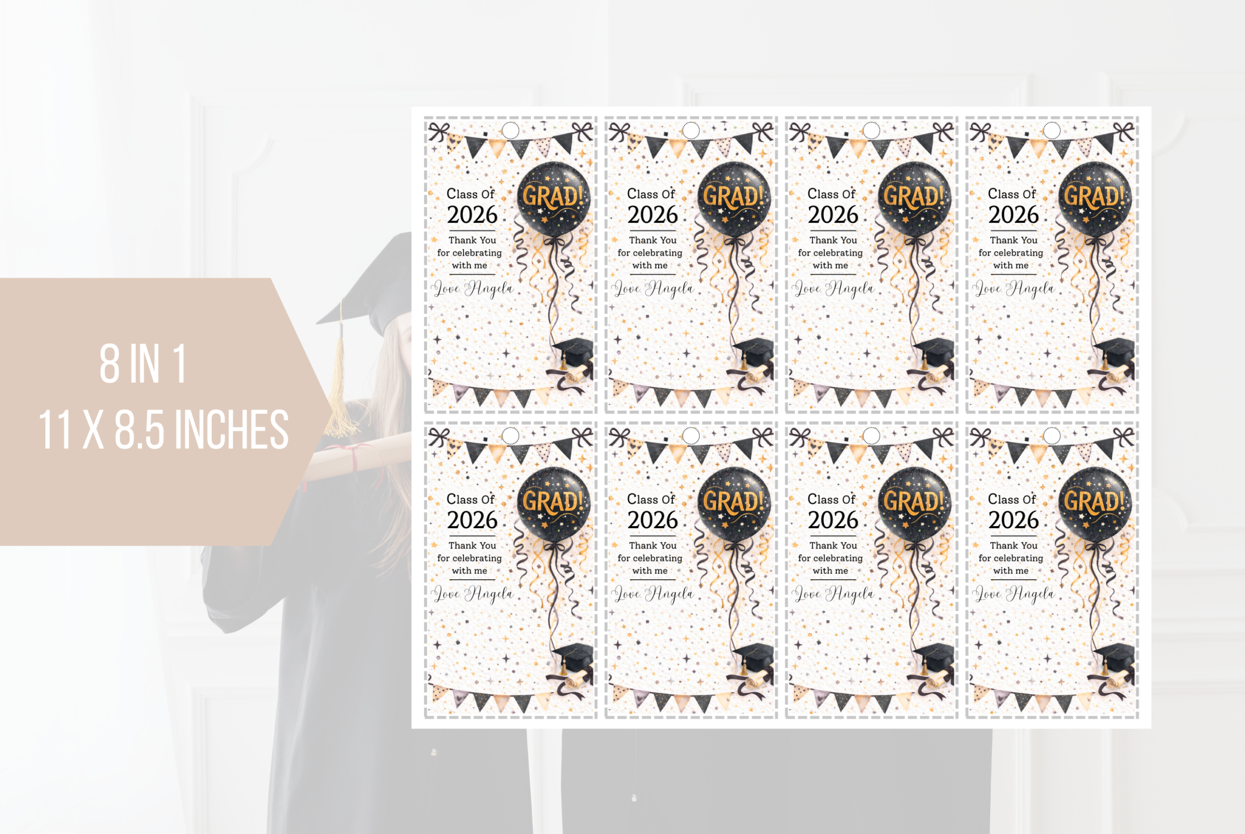 EDITABLE Graduation Class Of 2026 Gift Tag