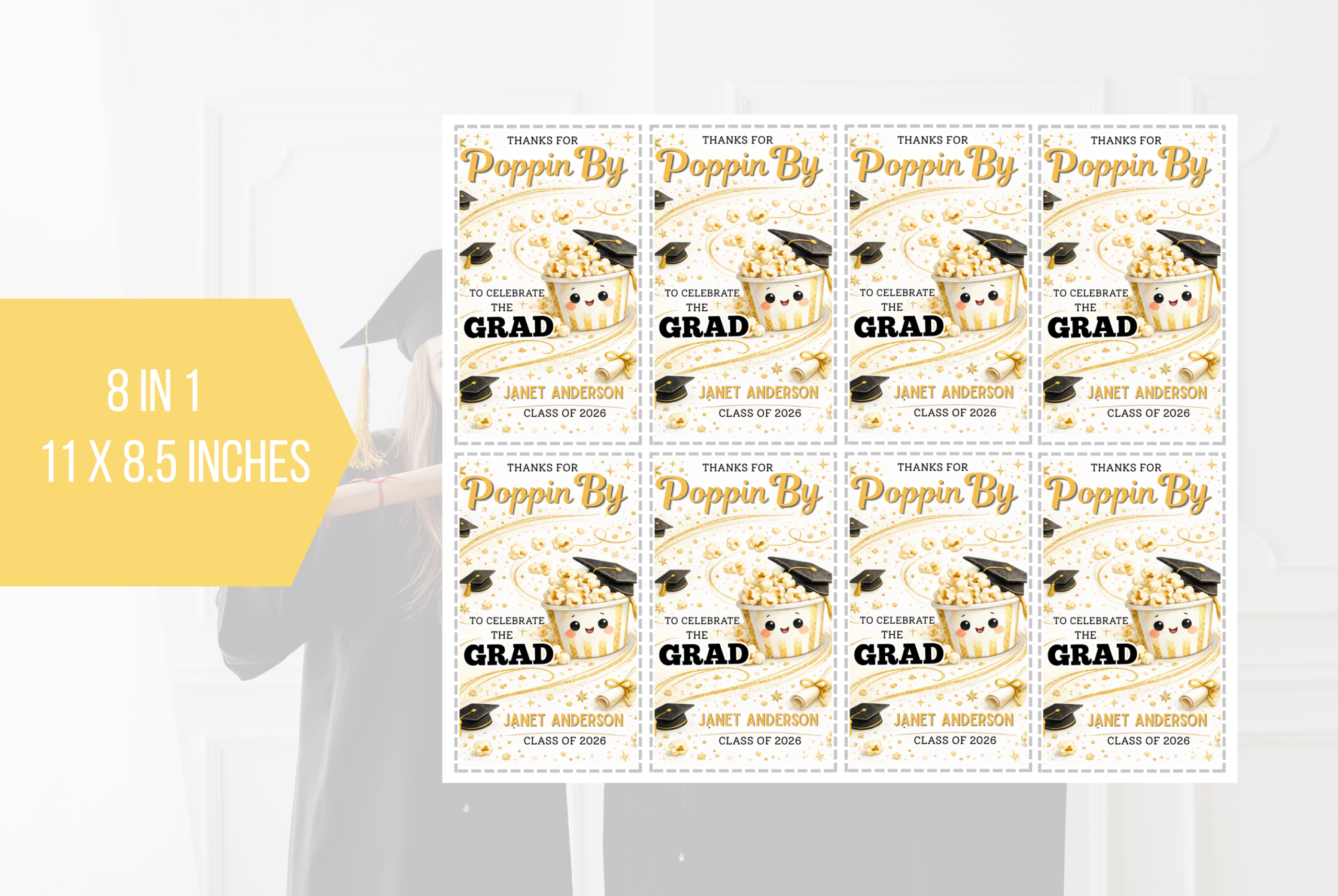 EDITABLE Graduation Poppin By Gift Tag