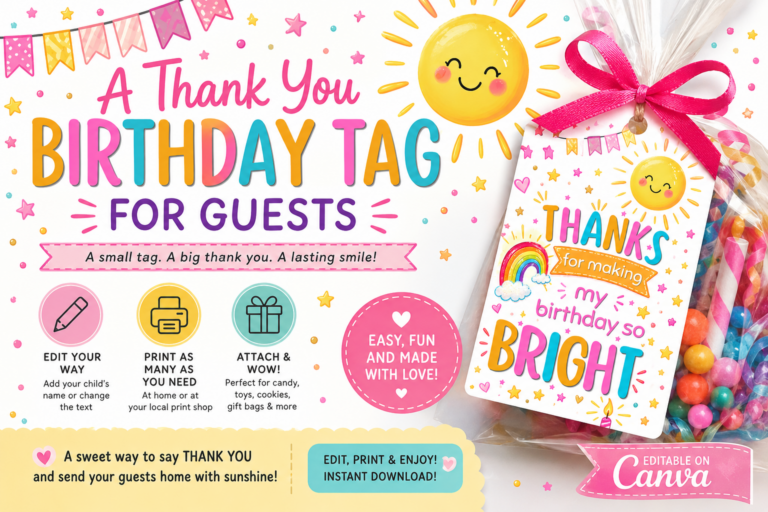A Thank You Birthday Tag for Guests