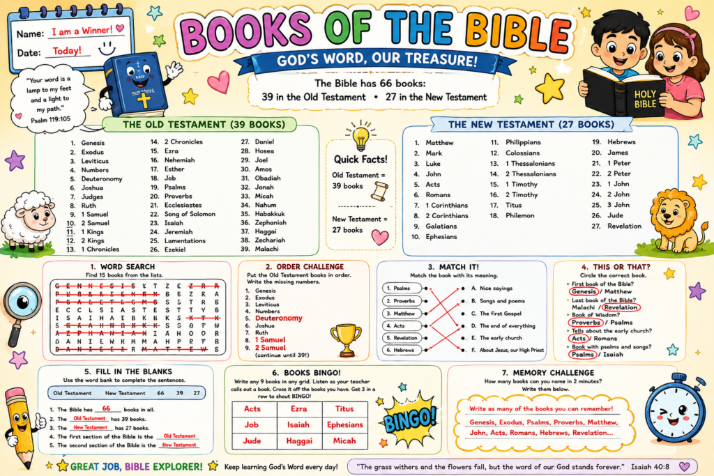 Books of the Bible worksheet