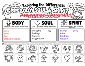 Exploring the Difference: Body, Soul & Spirit Worksheet